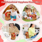 Emoin Capybara Plush Toy with Strawberry Hat 9.8 Inch Kawaii Capybara Plushie Soft Capybara Valentines Stuffed Animals Doll Strawberry Capybara Valentines Day Gift for Her