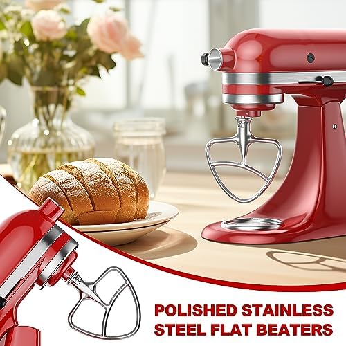 Stainless Steel Flat Beater for KitchenAid Mixer, Paddle Attachment for Tilt-Head Stand Mixer Fits 4.5-5 QT Mixing Bowl, Beater Replacement, Dishwasher Safe by GVODE