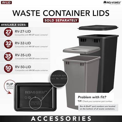 Rev-A-Shelf Polymer Replacement 35 Quart Trash Bin Recycle Waste Garbage Container for Kitchen Cabinet Pullouts, Blue, 2 Pack, RV-35-22-2