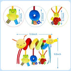 Baby Crib Hanging Rattles Toys - Infant Baby Worm Crib Bed Around Rattle Bell Cartoon Insect Spiral Hanging Toy with Ringing Bell for Infants Bed Stroller Car Seat Bar for Babies Boys and Girls