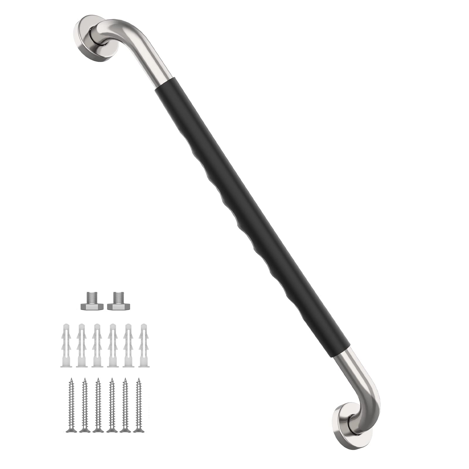 32 Inch Shower Grab Bar w/Anti Slip Rubber Grip, Munzong Stainless Steel Bathroom Grab Bar, Chrome Bathroom Balance Bar,Safety Handrail Support,Handicap Injury Elderly Senior Assist Bath Handle