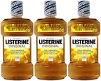 Listerine Original Antiseptic Mouthwash, Kills 99.9% of Germs That Cause Bad Breath, Plaque & Gingivitis, Fresher & Cleaner Mouth Than Just Brushing Alone, 1 Liter (Pack of 3)