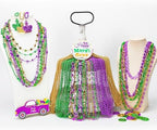 100PCS Mardi Gras Accessories, 11 Kinds Mardi Gras Beads Coins Mask Shape Necklace, Metallic Green Purple Gold Beads Parade Throw Costumes, Festival Carnivals Celebration Events Party Throws Supplies