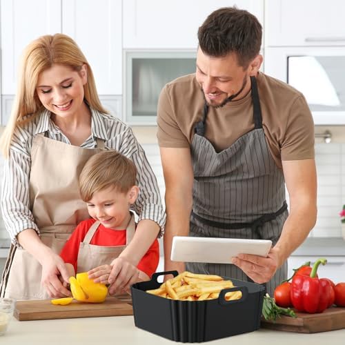 Silicone Air Fryer Liners for Ninja Air Fryer Pro XL AF141 AF140 AF181 AF180,2Pack 8.8inch Square Air Fryer Liners Reusable Basket for Cosori,Chefman,Instant Pot,Other 5-8QT,Air Fryer Accessories