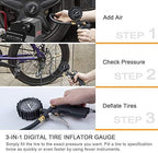 AstroAI Tire Pressure Gauge with Inflator, 100 PSI-ANSI B40.1 Accurate, Large 2.5" Easy Read Glow Dial, Heavy Duty Air Chuck and Compressor Accessories with Rubber Hose and Quick Connect Coupler
