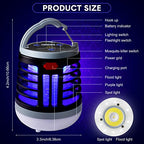 2 Pack 3 in 1 Bug Zapper USB Rechargeable Mosquito Killer Portable Waterproof Mosquito Repellent Outdoor Indoor LED Lantern Bug Zapper Camp Light SOS Emergency Light for Home, Backyard, Patio (Black)