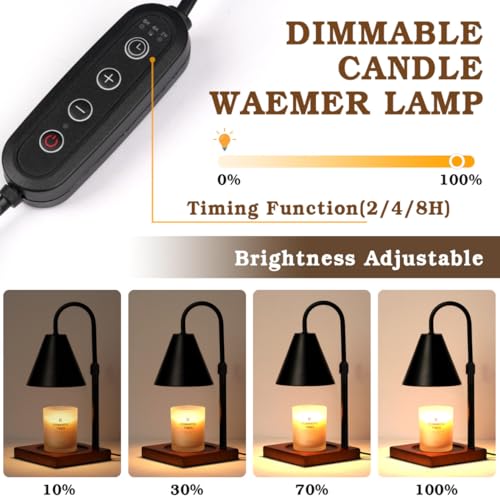 Modern Candle Warmer Lamp with Timer, Adjustable Dimmable Candle Lamp Warmer, Women Gifts for Christmas Xmas, Black Lamp Warmer Gifts for Mom, Men Candle Lamp, Home Decor for Bedroom Living Room Decor