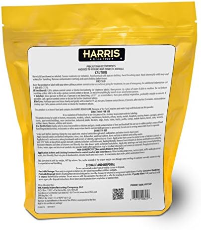 Harris Boric Acid Roach and Silverfish Killer Powder w/Lure, Powder Duster Included in The Bag (32oz)