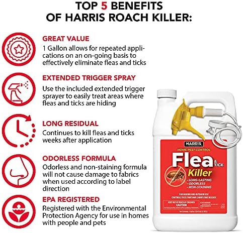 Harris Flea and Tick Killer, Liquid Spray with Odorless and Non-Staining Extended Residual Kill Formula (Gallon)