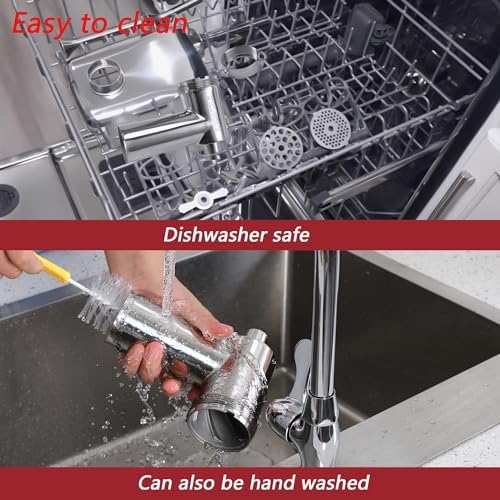 Food Grinder Attachment for KitchenAid Mixers,Stainless Steel Dishwasher Safe Meat Mincer Accessories Set Included 3 Sausage Stuffer Tubes