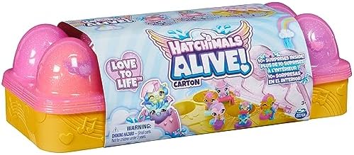 Hatchimals Alive, Pink & Yellow Egg Carton Toy with 6 Mini Figures in Self-Hatching Eggs, 11 Accessories, Kids Toys for Girls and Boys Ages 3 and up