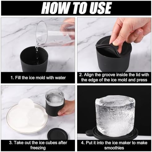4PCS Ice Molds Replacement for Kitchenaid, Reusable Silicone Ice Molds with Lids Replacement Compatible with Ice Shaver Machine Accessories Easy to Clean