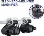 Microscope Accessories Kit 2LED Head-Mounted Illuminating Microscope Headband LED Lamp Light Microscope Slides