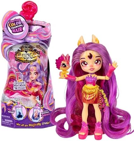 Magic Mixies Pixlings Deluxe Pack, Pippa The Firehorse, Shimmer Reveal, Create & Mix Potion That Magically Reveals 6.5" Pixling Doll Inside Potion Bottle - Exclusive Mini Mixies & 6 Hair Accessories