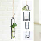 AODERUM Hanging Glass Planter Water Iron Art Hydroponic Vase Transparent Test Tube Flower Hanging Bottle Home Decoration (3pcs-S,M,L)