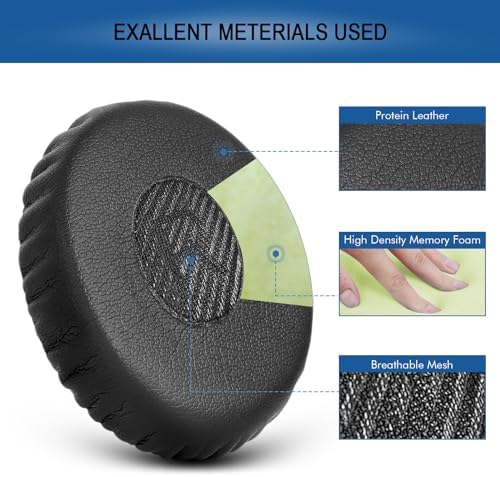 Ear Pads Replacement for Bose On-Ear 2 Headphones, GVOEARS Ear Cushion Pad for Bose OE2 / OE2i / SoundTrue On-Ear/SoundLink On-Ear Wireless Headphones, Durable & Longer Lasting (Black Pad)