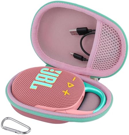 co2CREA Hard Carrying Case Replacement for JBL Clip 5 Waterproof Portable Mini Speaker (Pink Case)