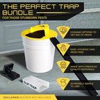 Arber Traps Flip N Slide Bucket Lid Mouse Trap, Fits on 5 Gallon + 12 Pcs Sticky Mouse Traps Glue + 6 Pcs Spring Snap Traps for Mice - Multi Catch Humane Mouse Trap for Indoor and Outdoor Used