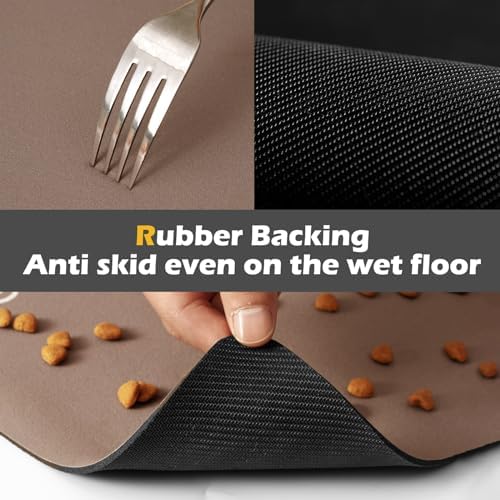 Pet Feeding Mat-Absorbent Dog Mat for Food and Water Bowl-Dog Accessories Pet Supplies-Dog Water Bowl for Messy Drinkers-No Stains Quick Dry Dog Water Dispenser Mat (17"x28", Brown)