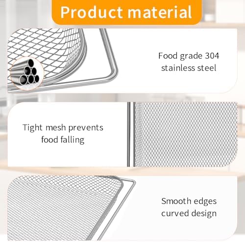 Air Fryer Accessories for Ninja Foodi 13 in 1 SP351 SP301 SP201 Air Fry Countertop Toaster Oven, 13.5''×12.3'' Air Fryer Replacement Parts Basket Wire Rack Roasting Steamer Grill Racks Tray