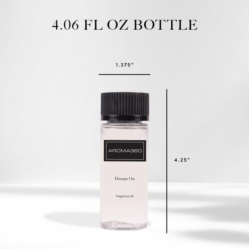 Aroma360 - Dream On Fragrance Oil Blend | Hotel Inspired for Luxury Essential Oil Diffusers | Aromatherapy Scent Diffuser Oil | Serene White Tea, Healing Aloe Vera, and Warm Earthy Cedar. - 120ML