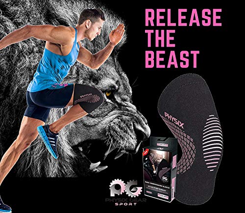PHYSIX GEAR Knee Support Brace - Premium Recovery & Compression Sleeve for Meniscus Tear, ACL, MCL Running & Arthritis - Best Neoprene Stabilizer Wrap for Crossfit, Squats & Workouts -Single Pink XL