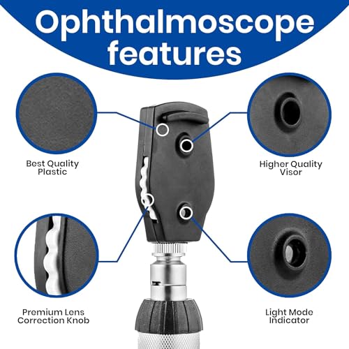 Zyrev 2 in 1 Otoscope Oph Set - Perfect for Nursing & Medical Students with Carry Case, Sight Chart & Replacement Ear Speculums