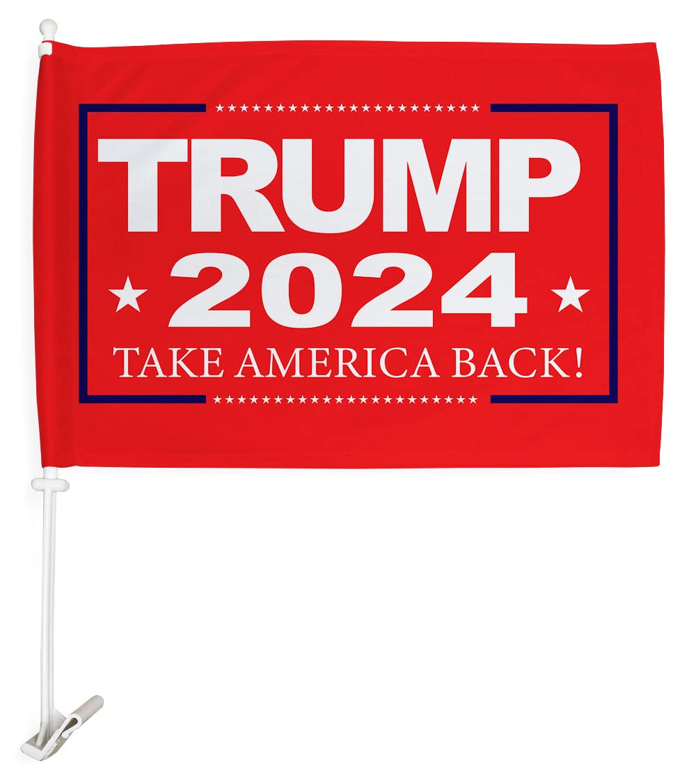 Trump 2024 Take America Back 2024 Car Flag andera Para Carros Vote President Democrat Republican Tea Party American Election MAGA Auto Decor for Card Window Outdor Patriotic Decorations Made in USA