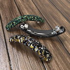 Large Hair Barrettes for Women Fine Thick Hair, French Barrette Hair Clips Ponytail Clamps Clasp Stylish Hair Accessories- 3Pcs (Black, Brown, Green)