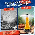 PETRI Fly Fans for Tables with Anti Bug Light - Food Fans to Keep Flies Away from Food - Fly Spinner Fly Fan for Outdoor Table - Fly Repellent Fan,Table Fans for Flies,Bug Fans for Food Table Fly Fan