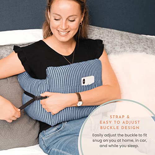 MOYOAMA Post Mastectomy Pillow - Recovery After Breast Cancer Surgery, Breast Augmentation - Lightweight Post Surgery Pillow with 4 Built-in Pockets to Support Healing - Breast Cancer Gifts for Women