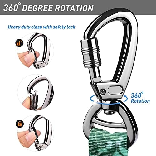 Hotsky Tactical Dog Leash Heavy Duty for Medium Large Dogs That Pull,4-6Ft Strong Bungee Shock Absorbing No Pull Dog Leash with Padded Double Handle and Car Seatbelt,Leaves