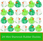 4E's Novelty 24 Pack St Patricks Day Rubber Ducks - 2 inch Shmrock Rubber Duckies Bulk - Saint Pattys Day Irish Gifts for Adults Kids Party Favors Accessories, Jeep Ducking