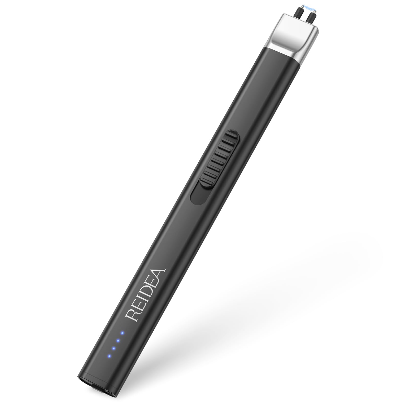 REIDEA Electric Lighter Candle Lighter, Windproof Flameless USB Rechargeable Arc Retractable Lighter with Safe Button and Power Indicator for Candle, BBQ and Fireworks, R1 Flat, Obsidian Black