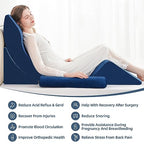 A2ZCOMFY Memory Foam Wedge Pillow Set for Sleeping, Post Surgery, Back Pain Relief - Blue