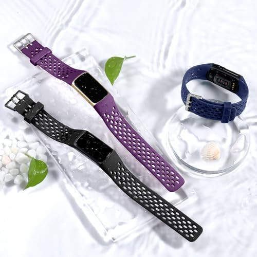Maledan Compatible with Fitbit Charge 5/ Fitbit Charge 6 Bands Women Men, Breathable Sport Band Soft Waterproof Replacement Wristbands Strap for Fitbit Charge 5/ Charge 6 Advanced Fitness Tracker