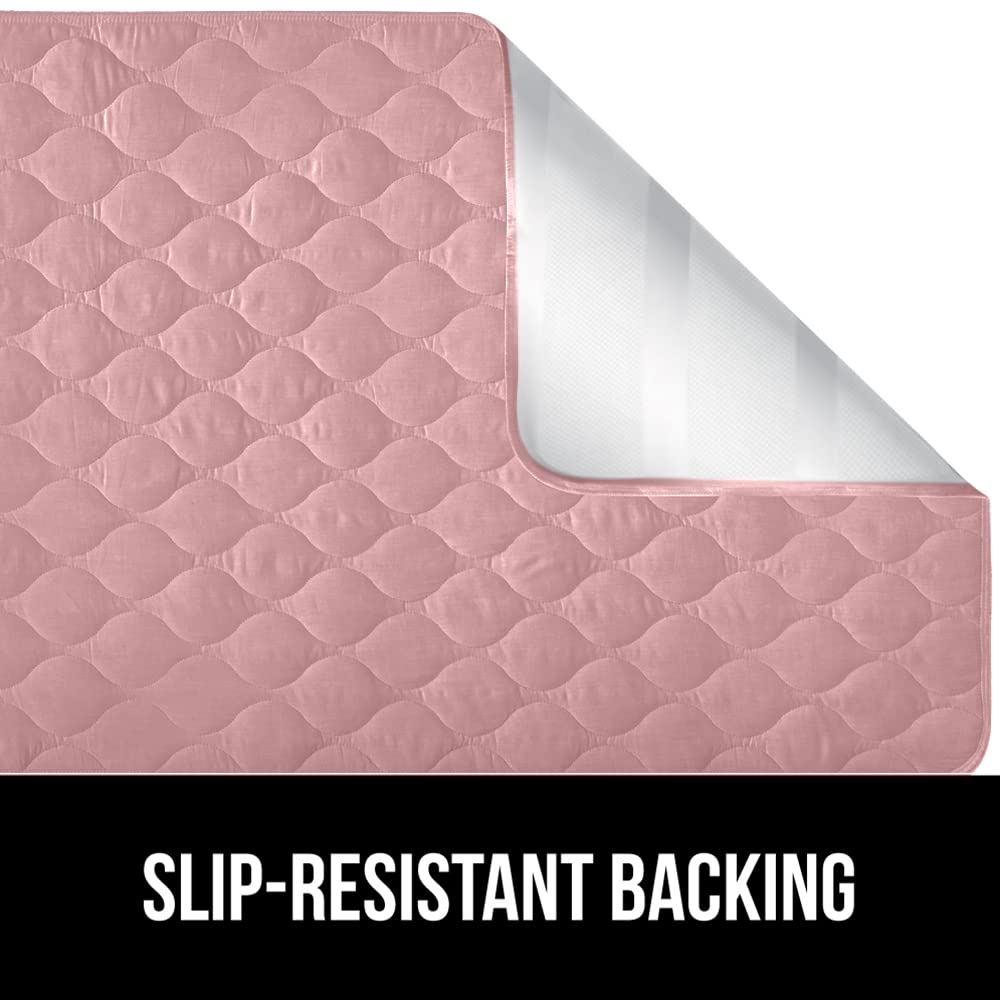 Gorilla Grip Washable Toddler Mattress Incontinence Pads, Reusable Waterproof Bed Underpads, Absorbent Leak Proof, 52x34 Slip Resistant Pad Protector, Absorbs 8 Cups for Bedwetting, Elderly, Kids Pink