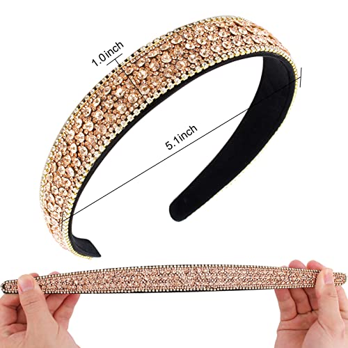 Wecoe Hairband, Crystal Rhinestone Headband for Women and Girls, Fashion Diamond Headband, Glitter Headbands, Sparkly Hair Band, Hair Accessories Gifts for Women Girls Ladies (Coffee)