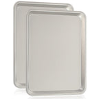 Commercial Quality Baking Sheet Pan Set, Natural Aluminum Cookie Sheet, Umite Chef Encapsulated Galvanized Steel Rim Warp Resistant Baker's Quarter Sheet Pan, Cookie Tray Pans for Baking, Roasting
