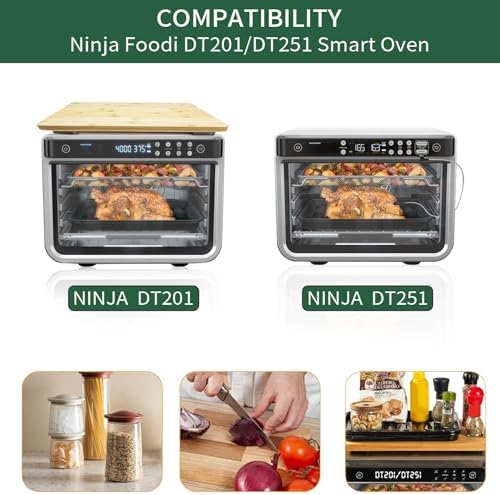 GCQ 16.3"x13.3" Bamboo Cutting Board for for Ninja Foodi DT201 DT251 Smart Oven Toaster Oven Accessories With Heat-Resistant Non-Skid Silicone Feet for Countertop Convection Oven,100% Organic Bamboo
