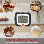 KT THERMO Digital Candy Thermometer, LCD Instant Read Food Meat Thermometer with 10" Probe and Pot Clip for Candy Making, Kitchen Accessories, Baking Tools（Black）