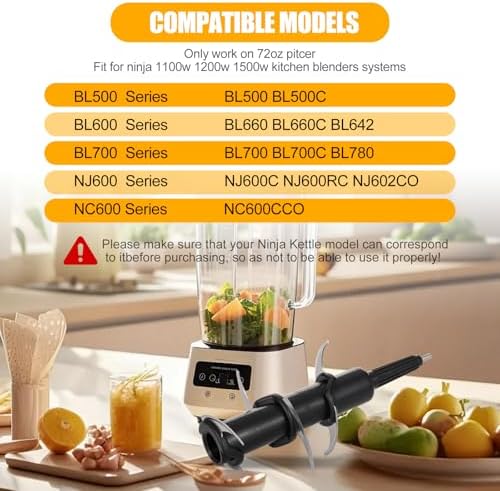 Blender 6 Blade Replacement Parts for Ninja 72 OZ Pitcher, Blender Accessories Compatible with Kitchen System 1100W 1200W 1500W Pitcher BL500C BL660C BL642 BL700C BL780 NJ600RC NJ602CO NC600CCO
