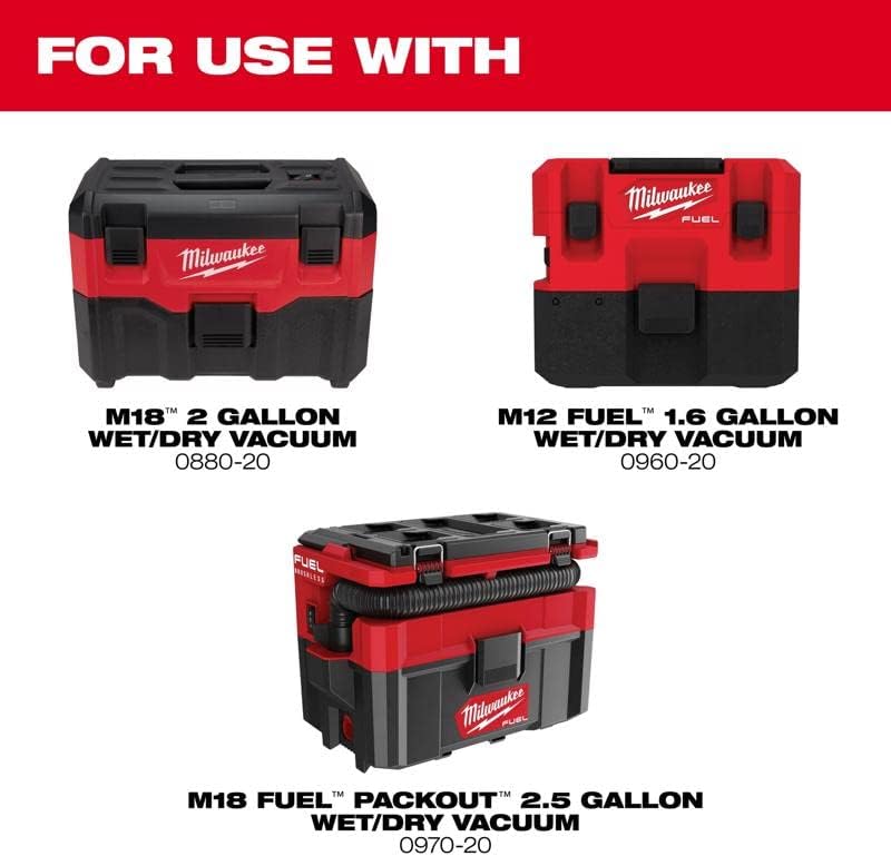 - Milwaukee Replacement Wet/Dry Filter for Cordless Vacuum, Model# 49-90-1900
