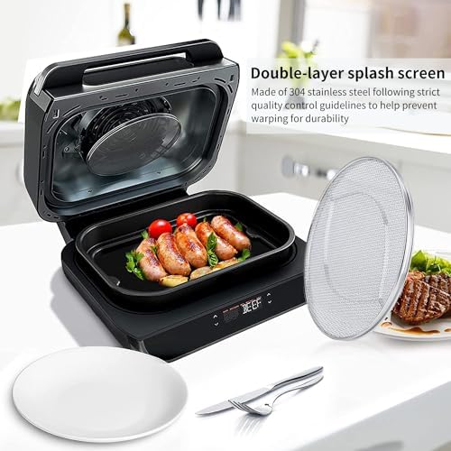 Stainless Steel Splatter Shield for Ninja Foodi FG551, Reusable 6-in-1 Air Fryer Accessories, Indoor Grill Accessories, Fine Mesh Splatter Screen, Ninja Replacement Screen Splash Guard