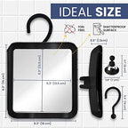 MIRRORVANA Fogless Shower Mirror for Shaving with Upgraded Suction, Anti Fog Shatterproof Surface and 360° Swivel, 1X Magnifying, 6.3 x 6.3 Inch (Black)