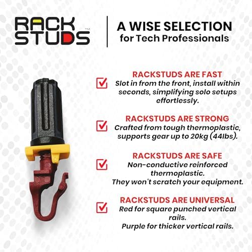 R20 II - Server Rack Screws for Server Rack Rails 19" Square Punched Vertical Rails, Perfect Cage Nut Replacement, Rack Nuts, Rack Studs Rack Mount Screws - Red 20-Pack 2.22mm/0.086