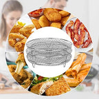 8 inch Round Air Fryer Racks 3 Layers Stackable Dehydrator Rack, 304 Stainless Steel Bacon Air Fryer Accessories for Ninja, Oven, Double Drawer Basket Grill Rack, Ninja Foodi Grill (A)