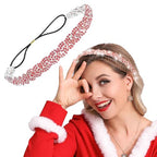 Fstrend Crystal Elastic Headband Valentine's Day Gold Headpieces Sparkle Rhinestone Hair Accessories Brithday Dating Head Chain for Women(Red A)