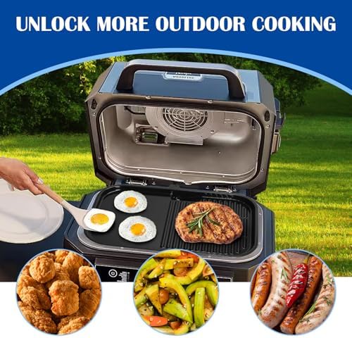 SafBbcue Grill & Griddle Plate for Ninja Woodfire Pro Connect XL Ninja OG951 OG850 OG952 Grill Accessories, XSKGRIDLXL Flat Top 2-in-1 Plate for Ninja Woodfire OG800/900 Series, Non-Stick Griddle Pan