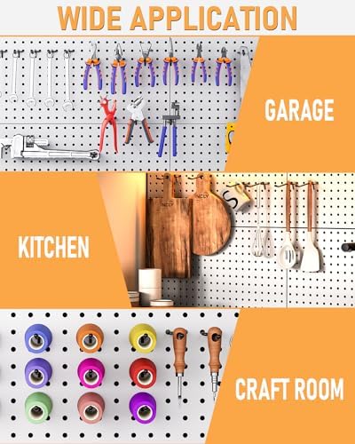 INCLY 60 Pack 4 Inch Black Pegboard Hooks, 1/4" Heavy Duty Peg Board Shelving Hooks Accessories, Peg Board Tool Hangers Only Fit 1/4" Pegboard Hanging Tools Garage, Craft Organizing, Kitchen, Store